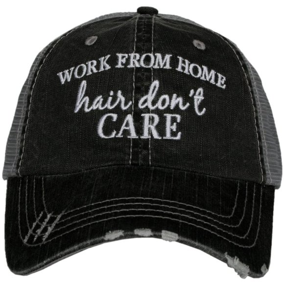 "Work From Home Hair“ Embroidered & Distressed Cap - Picture 4 of 7